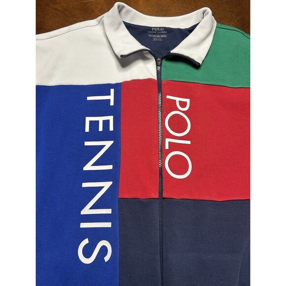 Polo Ralph Lauren Tennis Full Zip Up Color Block Jacket Size 2XLT - Picture 12 of 16